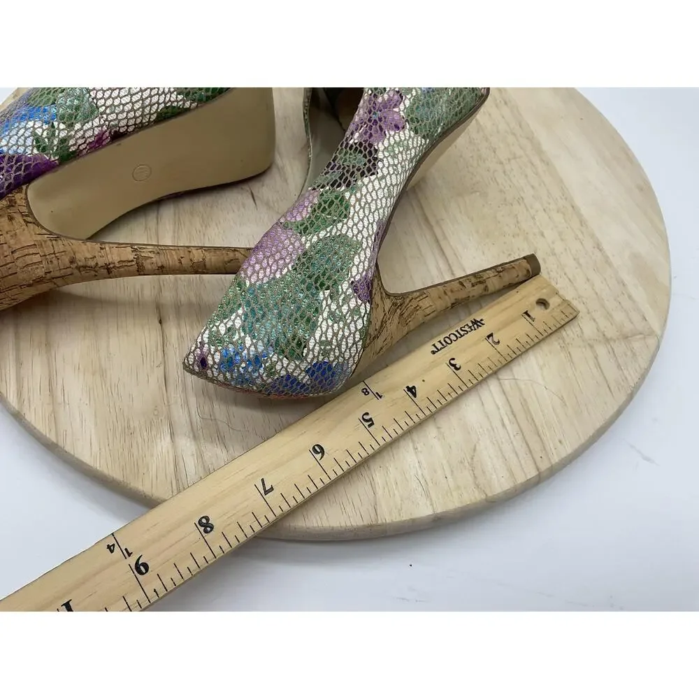 Torta Caliente Shoes Womens Size 7 Multicolor Floral Peep Toe Platform‎ Heels